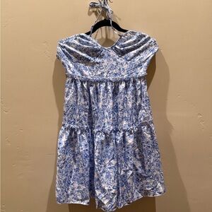 Elegant Blue Floral Women's Casual Dress